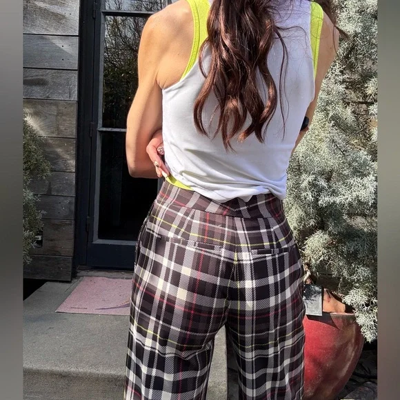 Alice + Olivia Multicolor Plaid Wide Leg Pants